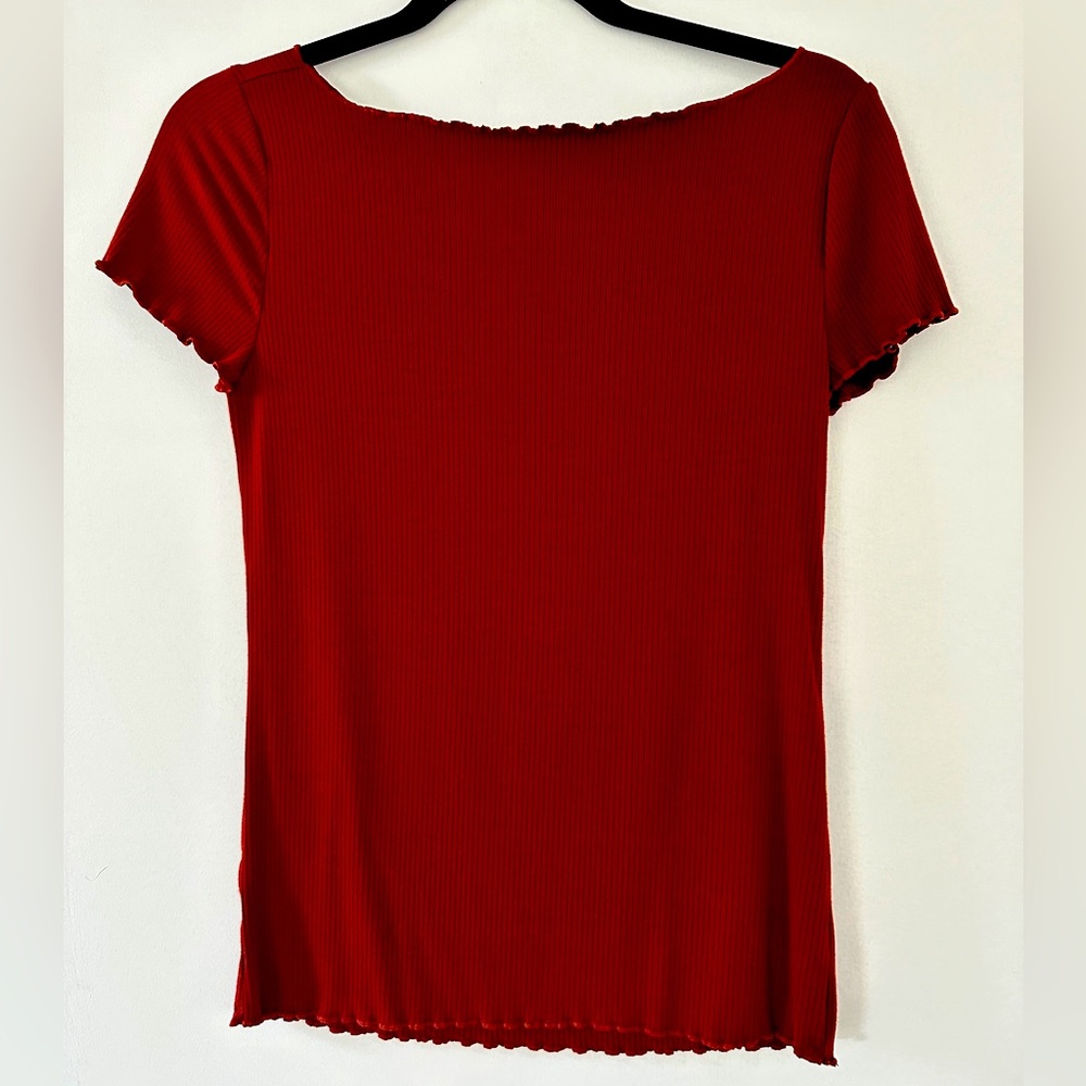 Ann Taylor ruffle short sleeve blouse